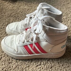 Girls, pink and white Adidas sneaker